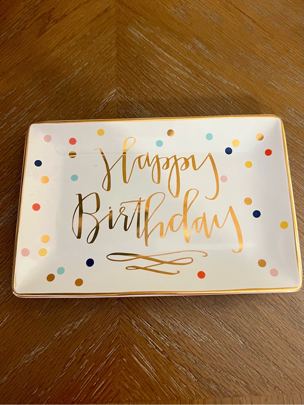 Slant Collections Happy Birthday Confetti Ceramic Trinket Tray